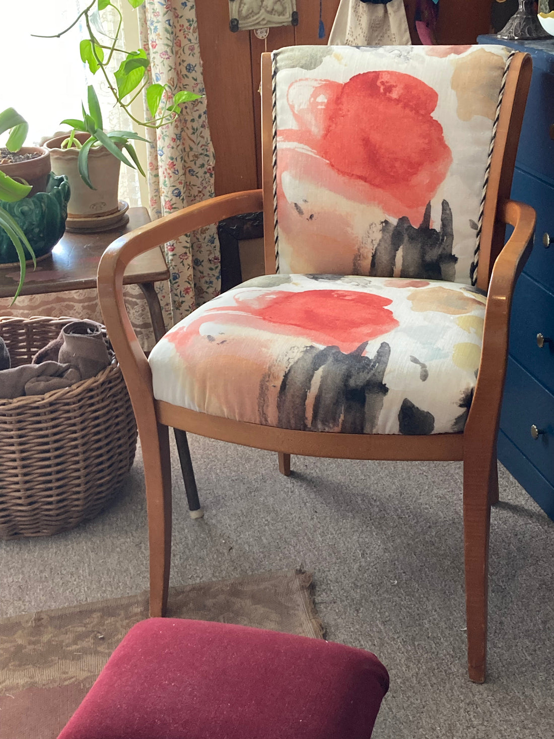 Bernhardt office chair reupholstered in Jill Seale Fresca Palette