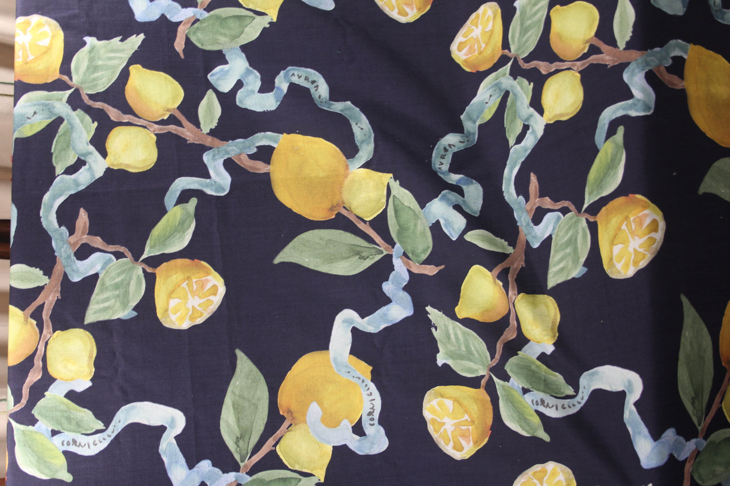 Citrina Navy Lemons 20" pillow cover