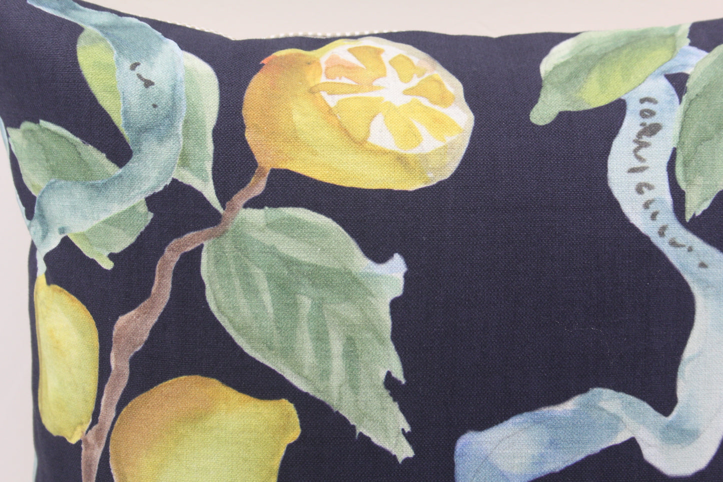 Citrina Navy Lemons 20" pillow cover