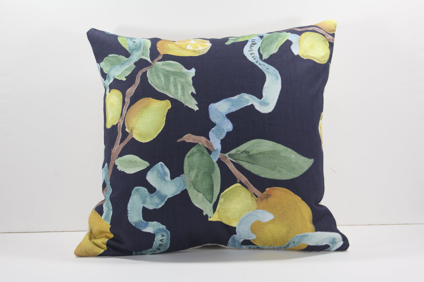 Citrina Navy Lemons 20" pillow cover
