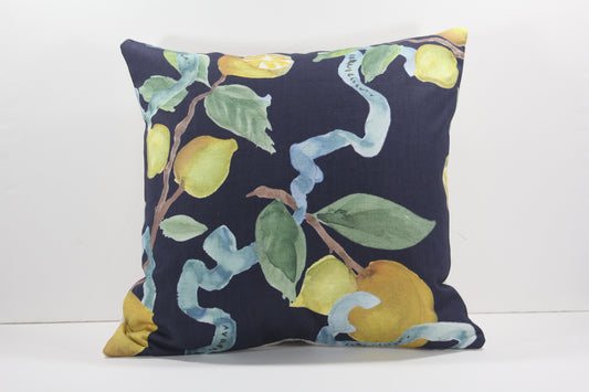 Citrina Navy Lemons 20" pillow cover