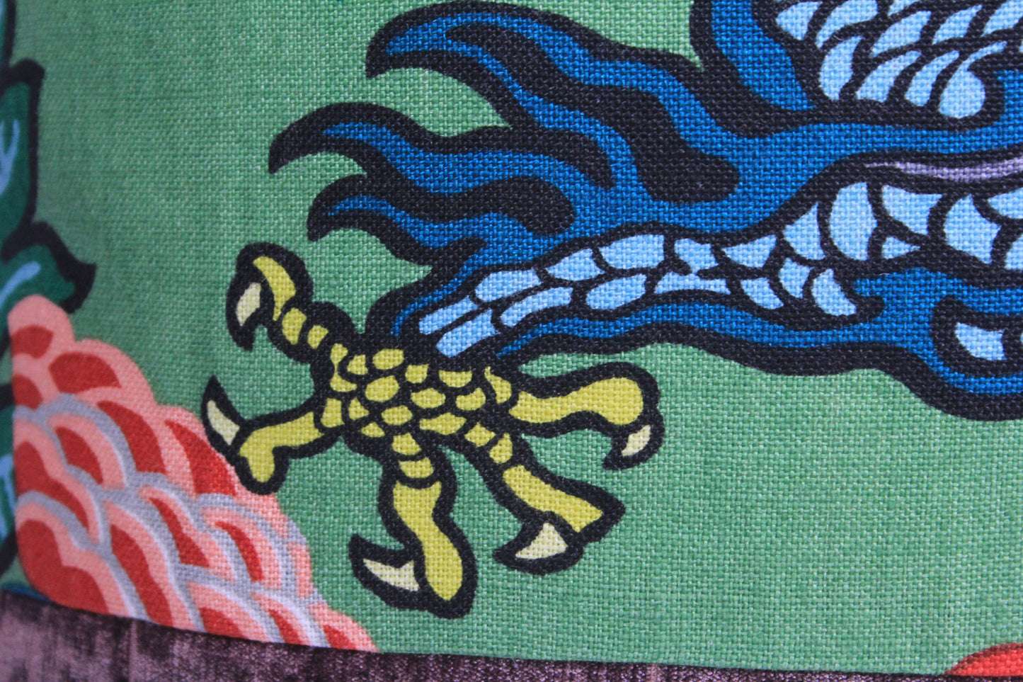 Chiang Mai Dragon and Purple Velvet 20" Pillow Cover