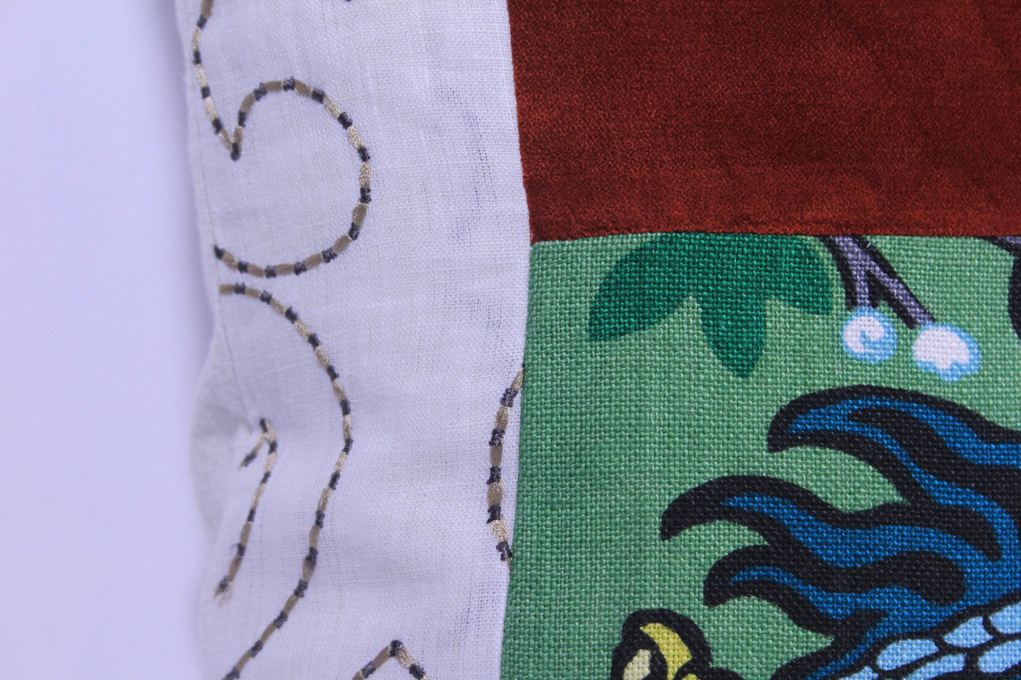 Chiang Mai Dragon and Orange Velvet 20" Pillow Cover