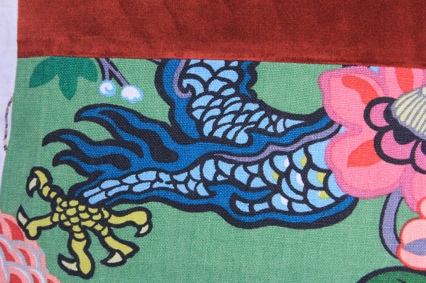 Chiang Mai Dragon and Orange Velvet 20" Pillow Cover