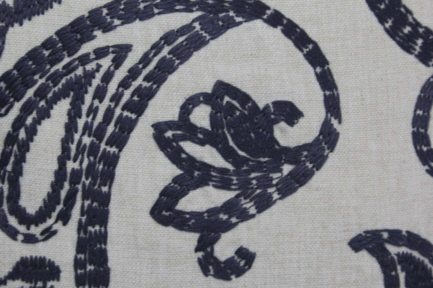 Boho Blue Velvet & Embroidered Linen 20" Pillow Cover