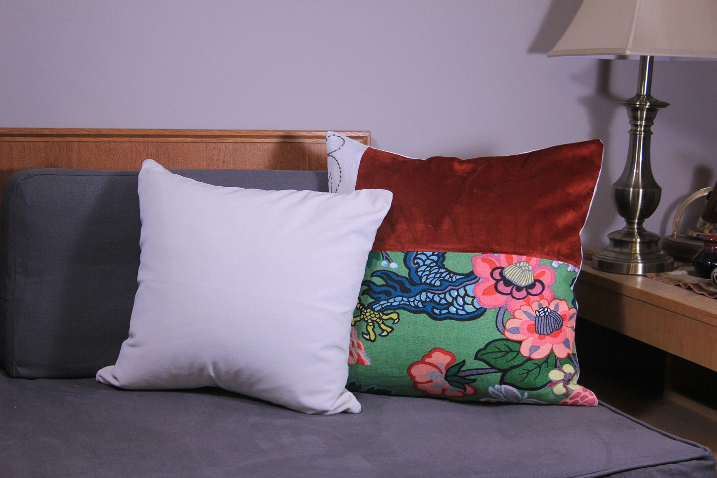 Chiang Mai Dragon and Orange Velvet 20" Pillow Cover