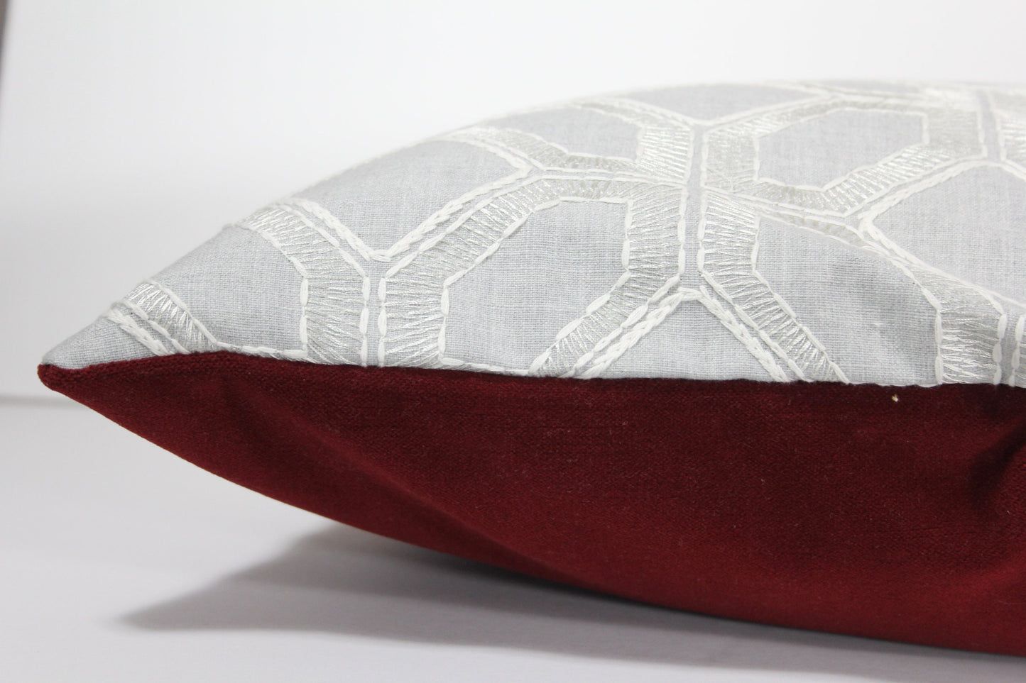 Red Velvet and Orange Silk Damask 20” pillow cover