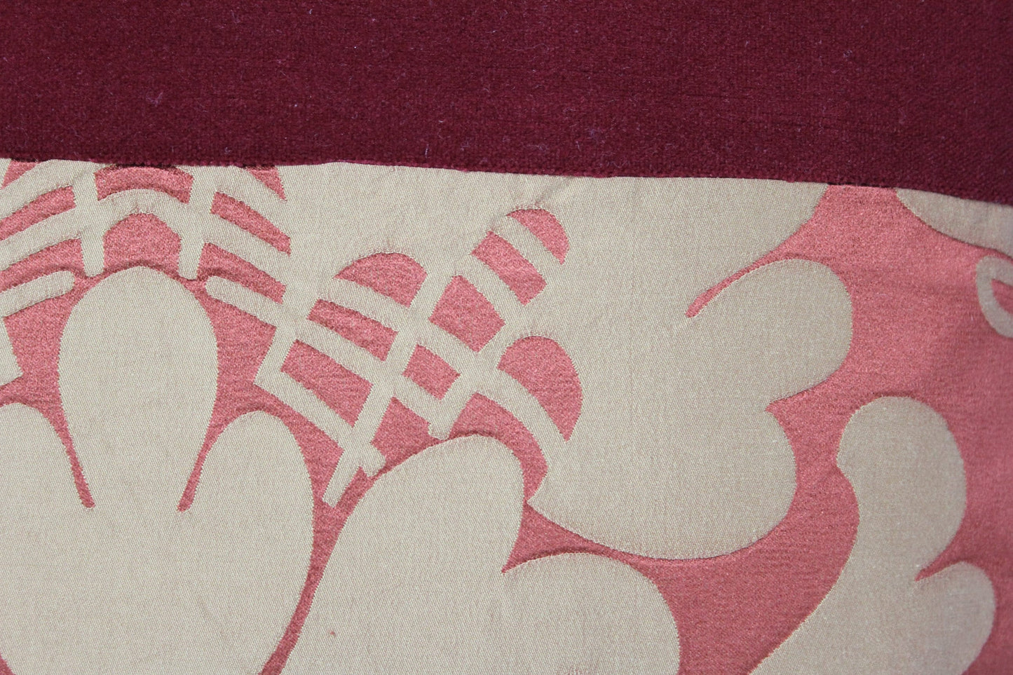 Red Velvet and Orange Silk Damask 20” pillow cover