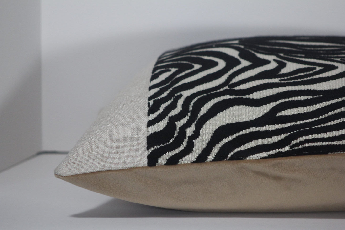 Zebra pattern flocked velvet 20" pillow cover