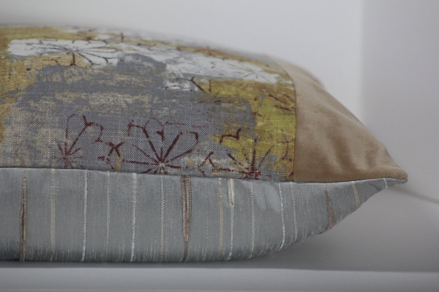 Covington Floral and Camel Velvet 20” pillow cover