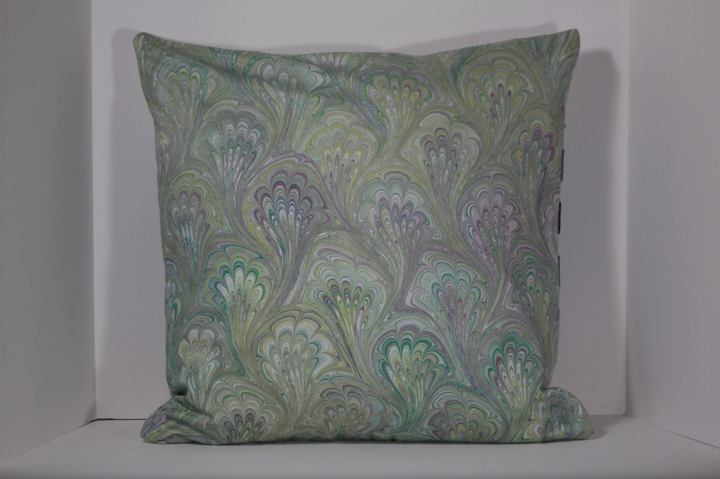 Ziggurat design blue cut velvet 20" panel pillow cover