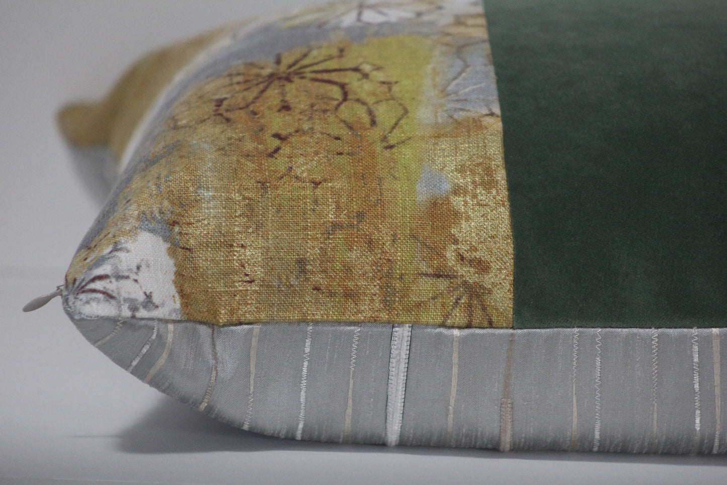 Emerald Green Velvet and Covington Floral 20” pillow cover
