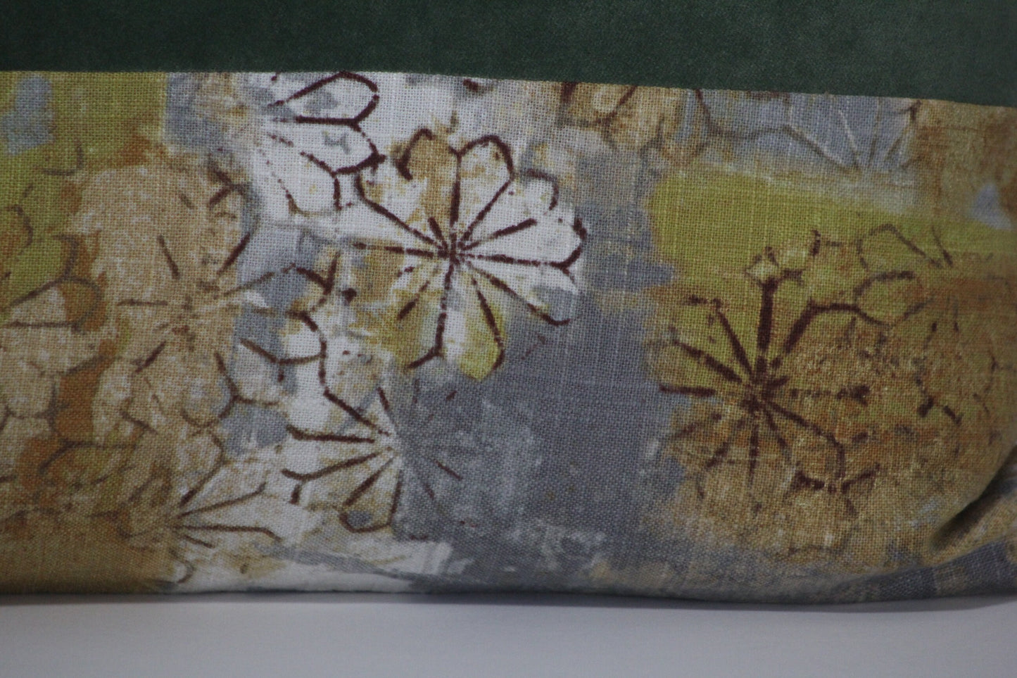 Emerald Green Velvet and Covington Floral 20” pillow cover