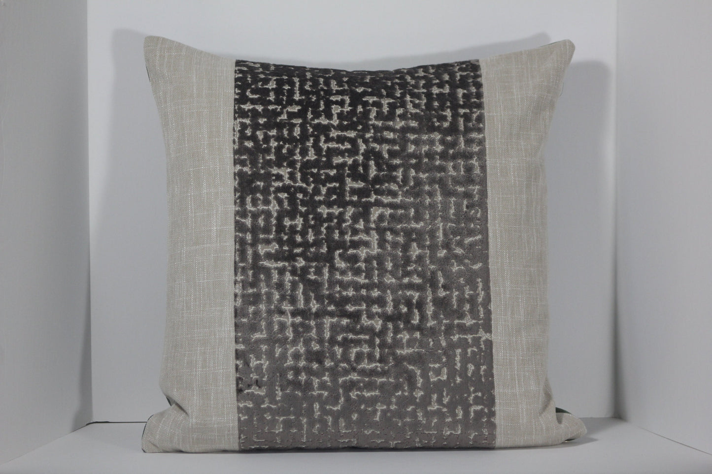 Mushroom brown cut velvet 20” central panel pillow cover