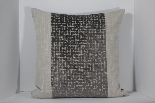 Mushroom brown cut velvet 20” central panel pillow cover
