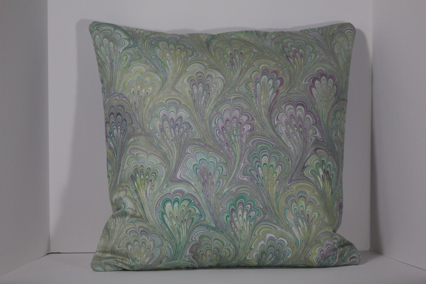 Ziggurat design blue cut velvet 20" pillow cover