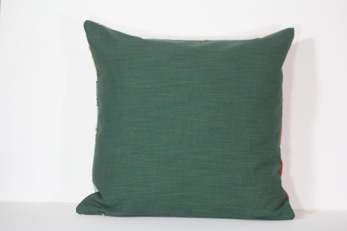Embroidered tropical print 20” pillow cover
