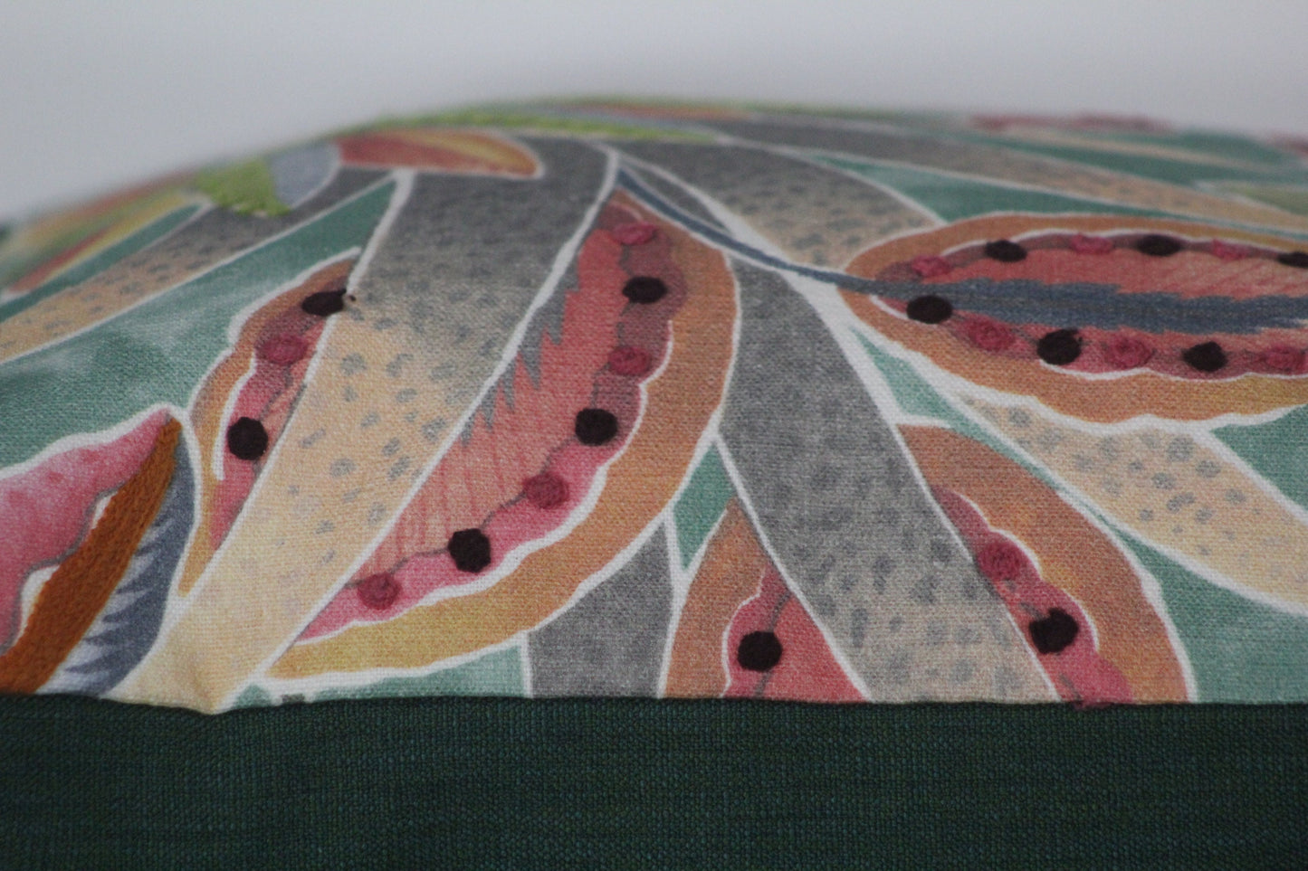 Embroidered tropical print 20” pillow cover