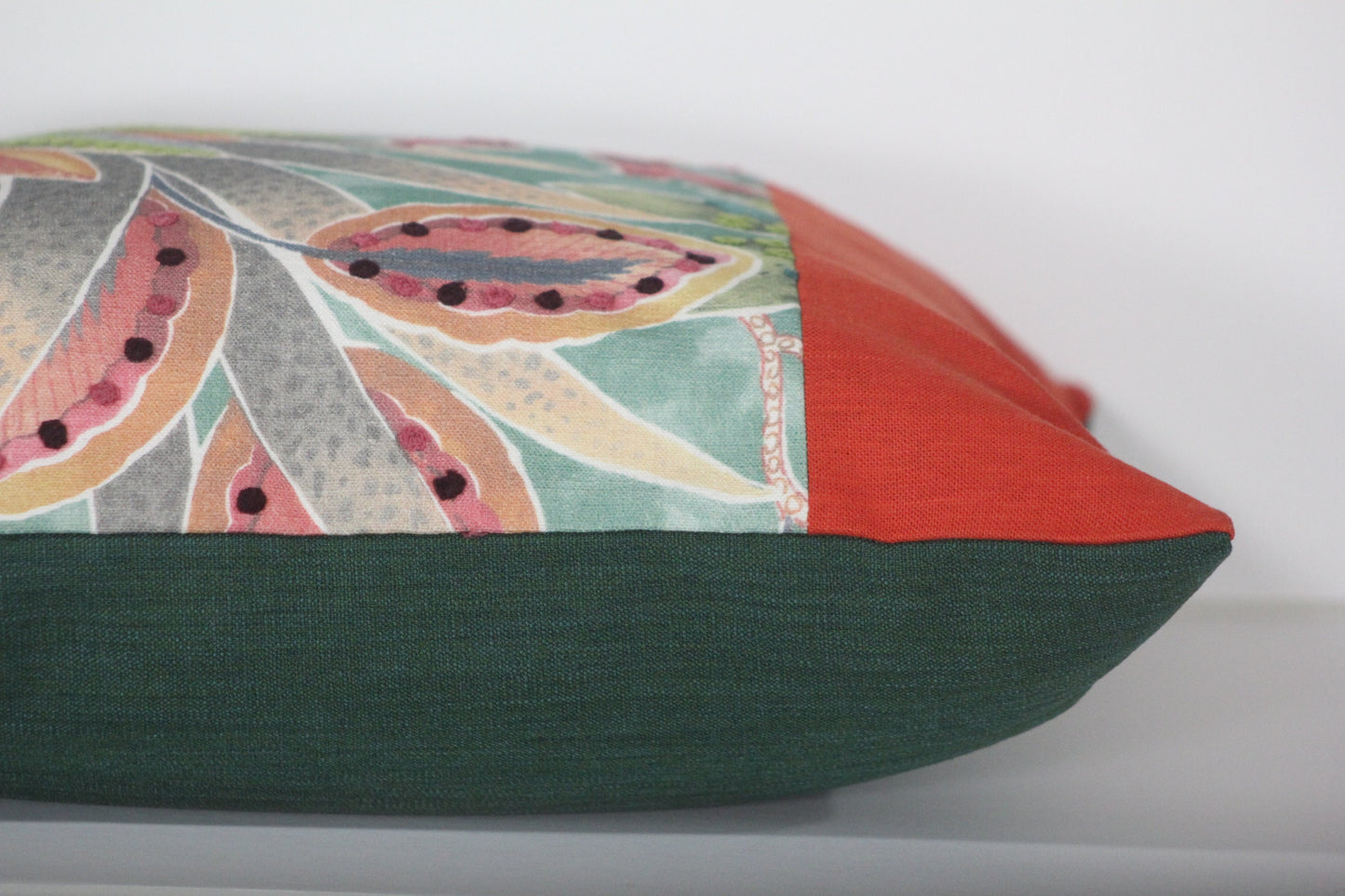Embroidered tropical print 20” pillow cover