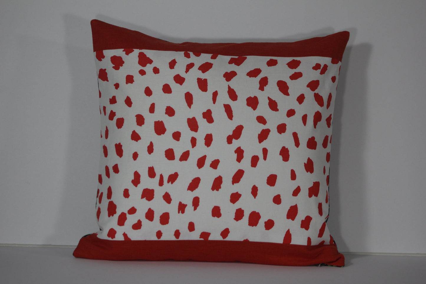 Big Ditty panel & orange linen, backed with Peaceful Perch 20” pillow cover