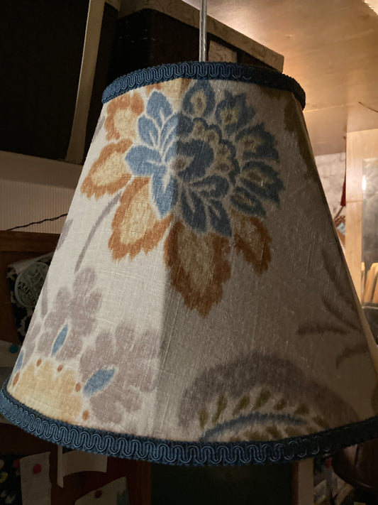 Handsewn lampshade with glued gimp trim