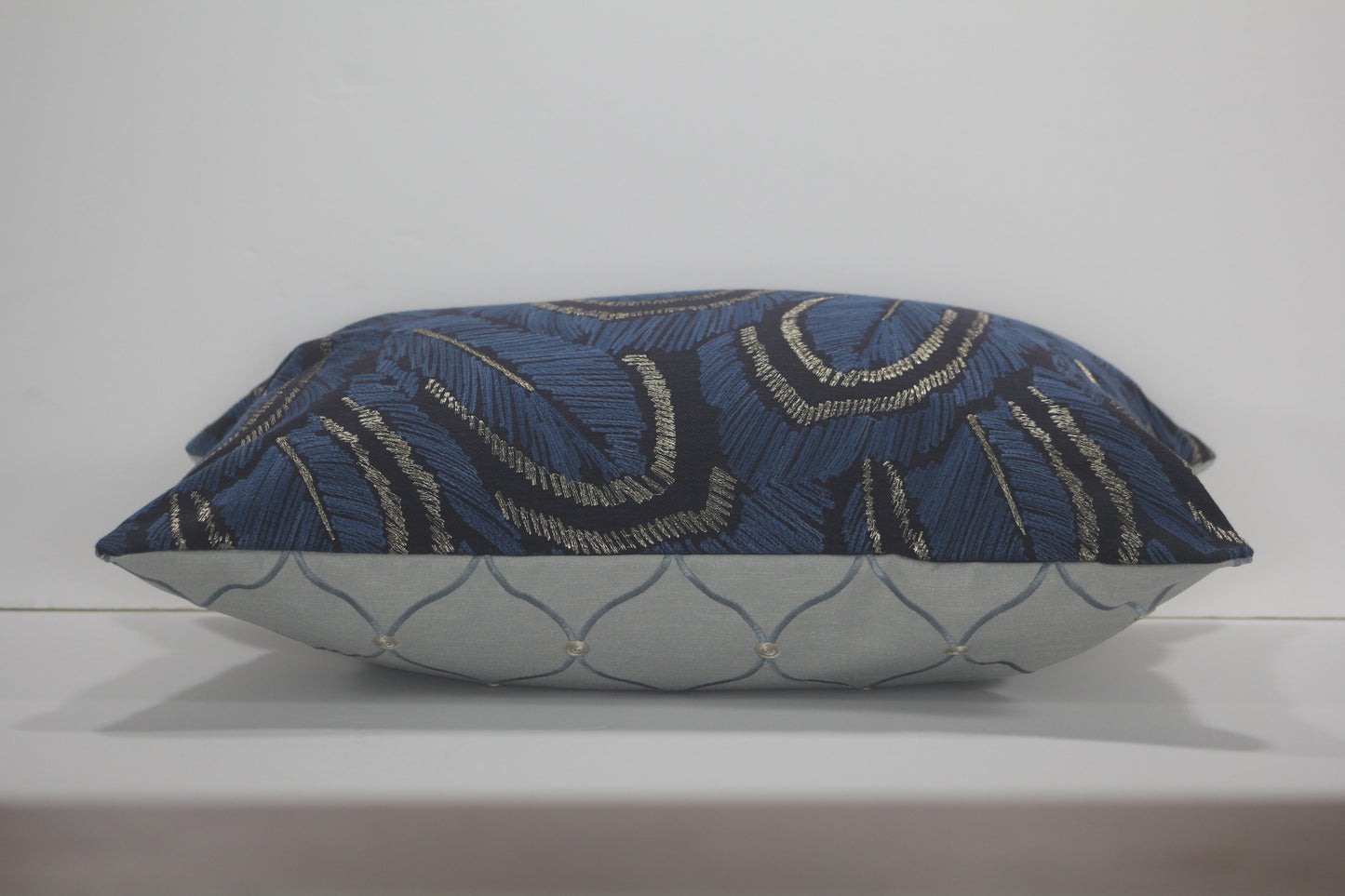 Blue Feathers Lumbar Pillow Cover