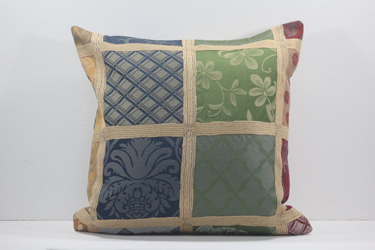 Multi-colored damask 18” pillow cover