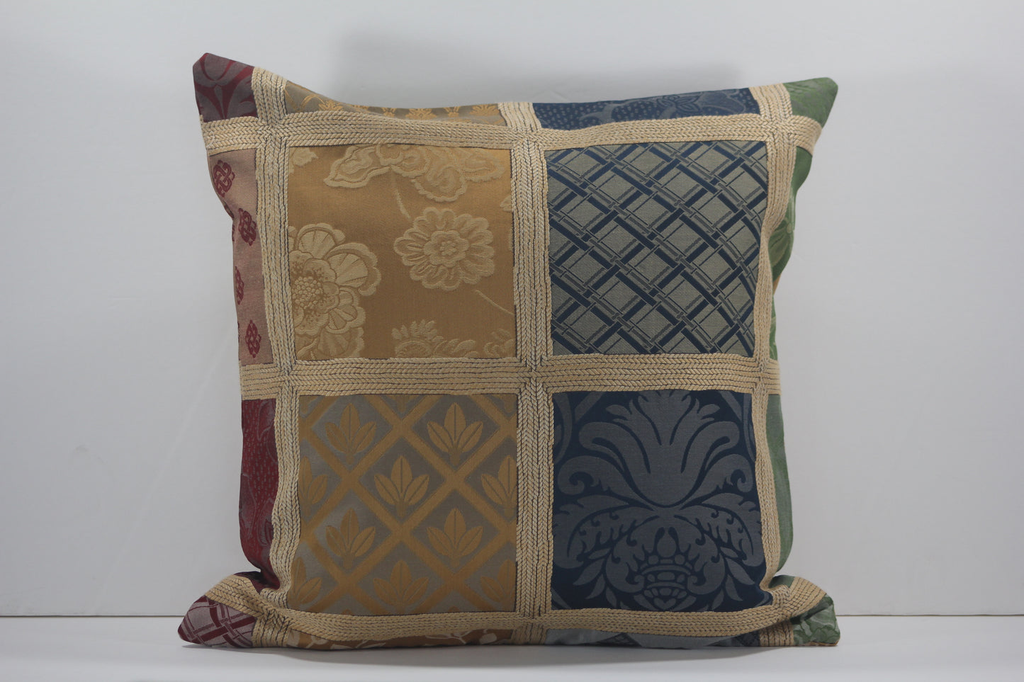 Multi-colored damask 18” pillow cover