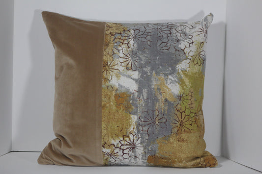 Camel Velvet and Covington Floral 20” pillow cover