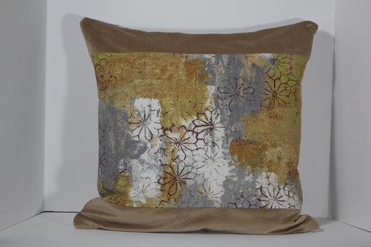 Covington Floral and Camel Velvet 20” pillow cover